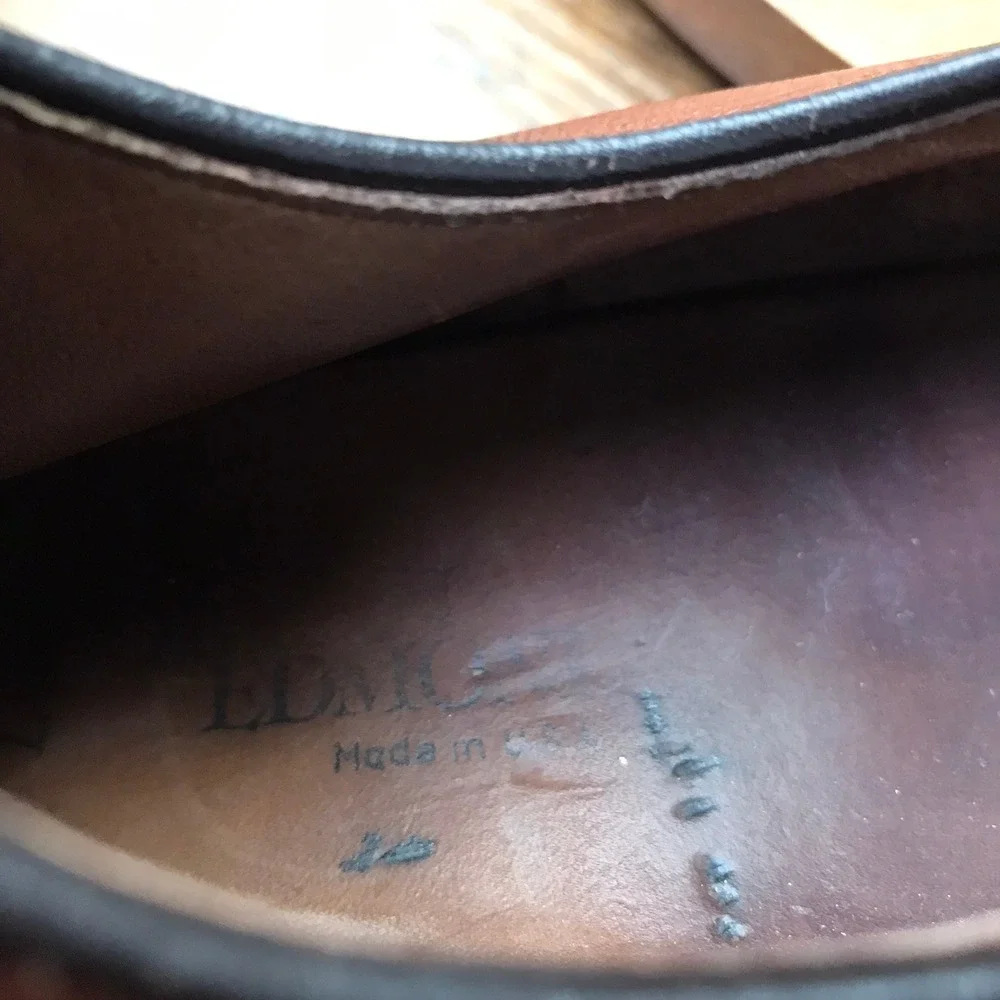Allen Edmonds Leeds Derby Mens‎ 11 C Brown Pebble Grain Leather Plain Toe Shoes